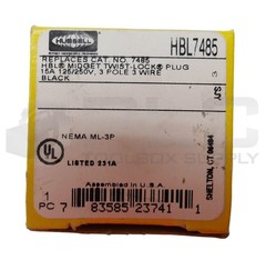 NEW HUBBELL HBL7485 CONNECTOR LOCK PLUG 15A, 125/250V