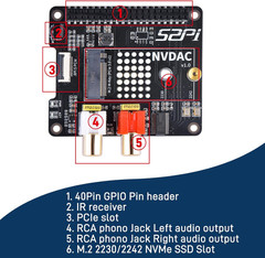 Geeekpi Hifi DAC Hat with Pcie to Nvme SSD Function for Raspberry Pi 5, Support