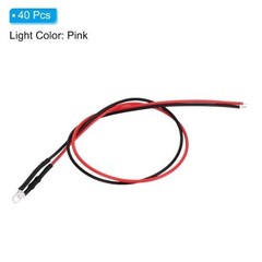 3mm Pink LED Diode Light 40 Pcs 9-12V DC Pre Wired Mini LED Bulb Lamp RC DIY
