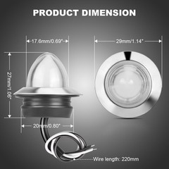 10PCS White Mini Watermelon Lights 3/4 Inch LED Button Marker Lights Round for T