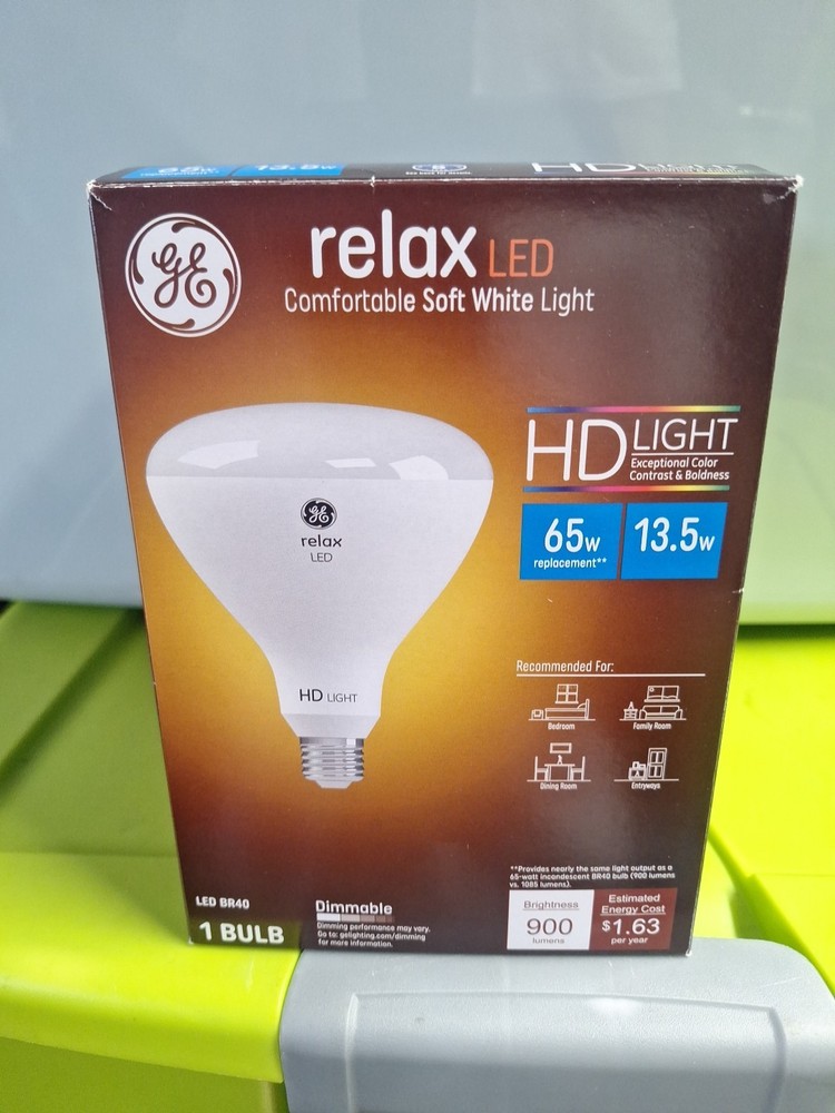 Relax HD LED Flood Light Bulb Soft White 900 Lumens 13-Watts 49525 BR40 New Open