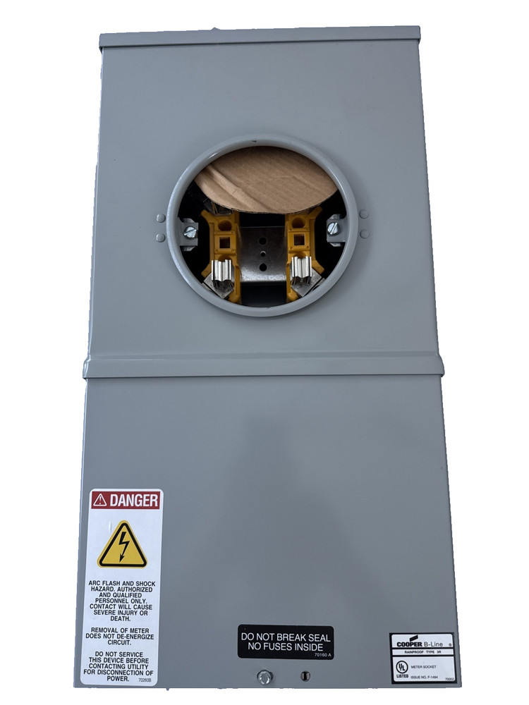 Eaton Cooper B-line U264 4 Jaw 200 A 600v 1 Phase 3 Wire Meter Socket 3R