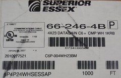 Superior Essex 66-246-4B 1000ft 4×23 C6 CMP 1KRB White DataGain – New In Box