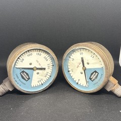 Pair Vintage Industrial Union Carbide Gauges – Made In USA – Upcycle / Steampunk