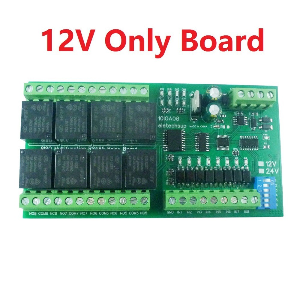 New DC 12V 24V 8DI 8DO RS485 Modbus RTU Relay Module Switch Control Board