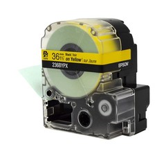 Epson LABELWORKS 236BYPX PET (Polyester) Tape Cartridge – Black on Yellow Lab…