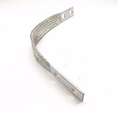 Unbranded 16-1/2″ Long Tin Plated Copper Ground Strap, Braided, 2-Hole