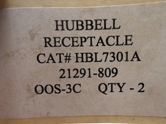 HUBBELL HBL7301A Receptacle 14-60R 125/250V AC Black 3 Pole / 4 Wire 60 A