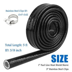 5ft Heat Resistant 3/8″ ID Fuel Line Heat Shield Sleeve with Wire Heats Shield