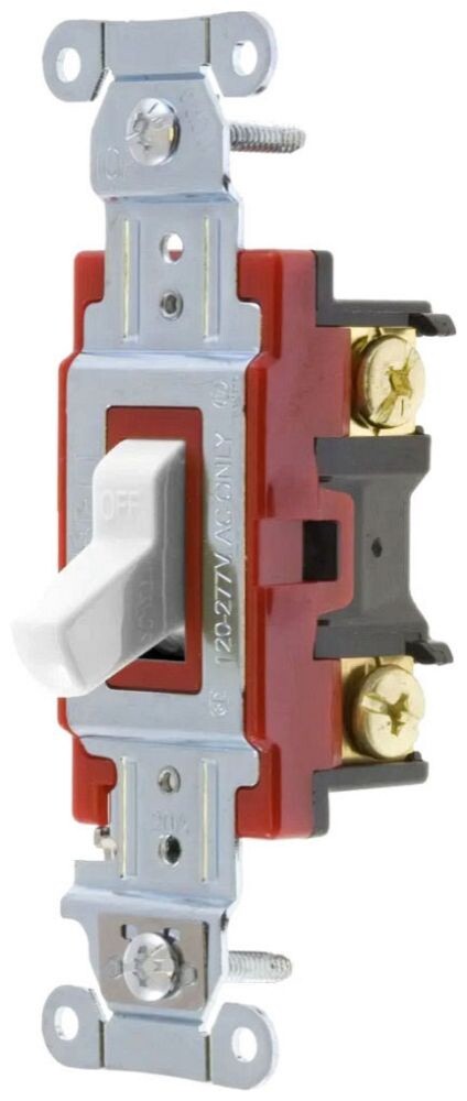 Hubbell 1222W, 120/277 VAC, 20 A, 2-Pole, Heavy Duty, Toggle Switch, 1 pc