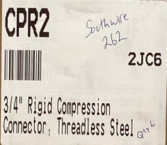 262 Southwire 3/4″ Rigid Compression Connector Steel Zinc QTY 6