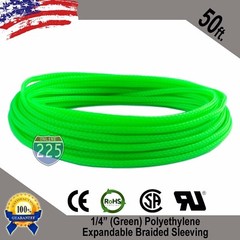 50 FT 1/4″ Green Expandable Wire Cable Sleeving Sheathing Braided Loom Tubing US