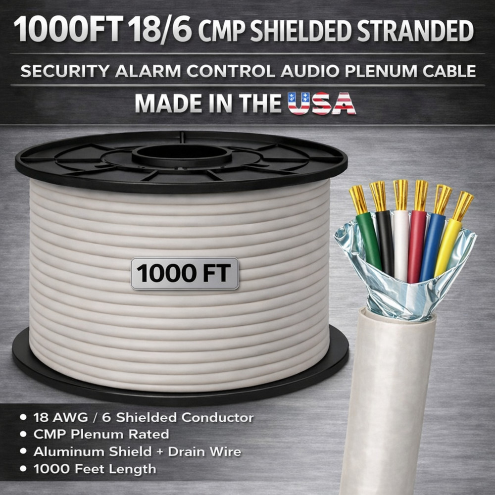 1000FT 18/6 CMP Shielded Stranded Security Alarm Control Audio Plenum Cable