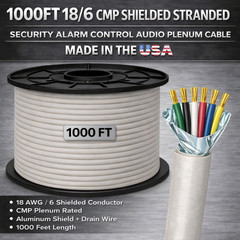 1000FT 18/6 CMP Shielded Stranded Security Alarm Control Audio Plenum Cable