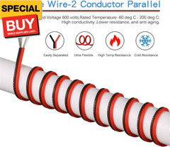 22 Gauge Flexible 2 Conductor Parallel Silicone Wire Spool Red Black High Resist
