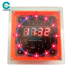 DIY DS1302 DC5V Rotating LED Electronic Digital Clock Learning Board With Shell