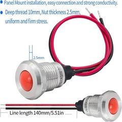 UL Listed Indicator Light 12mm 0.47 Inch LED Lamp 140mm 5.5 Inch Wire 12V 24V