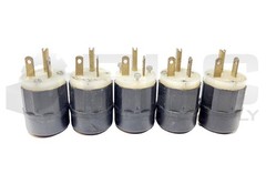 LOT OF 5 LEVITON 5366-C INDUSTRIAL ELECTRICAL PLUG 20 AMP 125V, BLACK/WHITE
