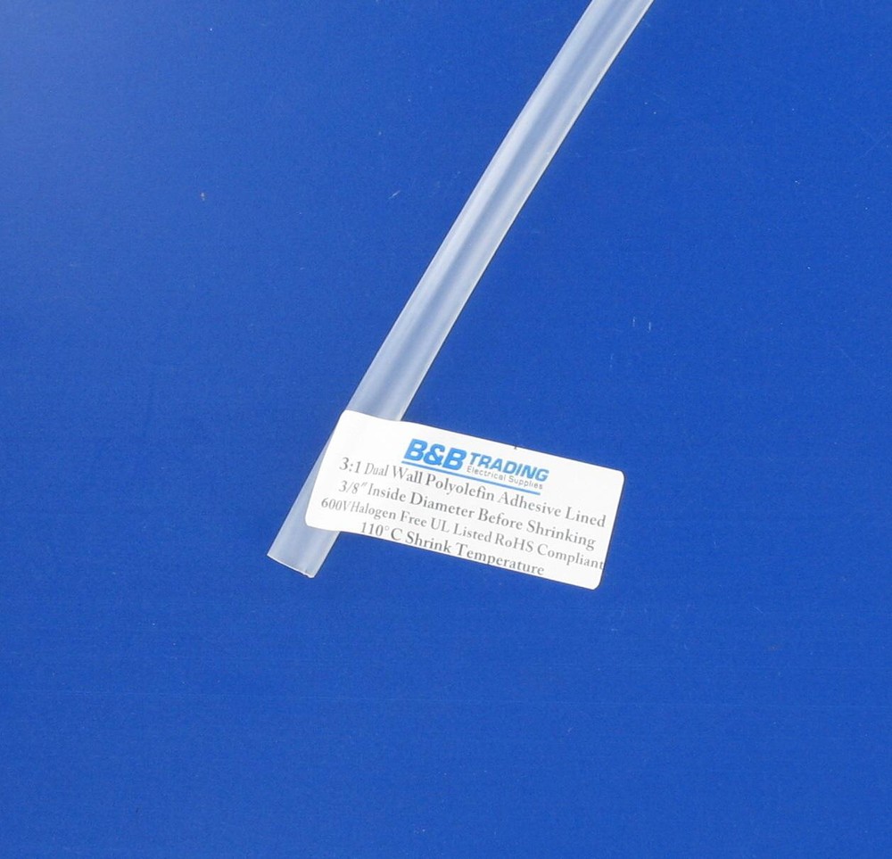 3/8″ 9.00MM IDX4Ft 3:1 Ratio Clear Dual Wall Adhesive Lined Heat Shrink Tubing