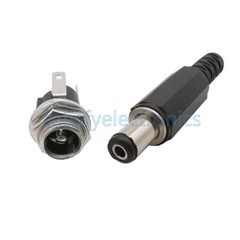 5.5mm x 2.1mm DC Power Supply Plug Connector + Female Metal Panel Mount Socket S