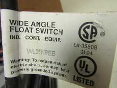 TULSAR CANADA LTD. WL25NPEB WIDE ANGLE FLOAT SWITCH, 120/240V, NIB! MAKE OFFER!