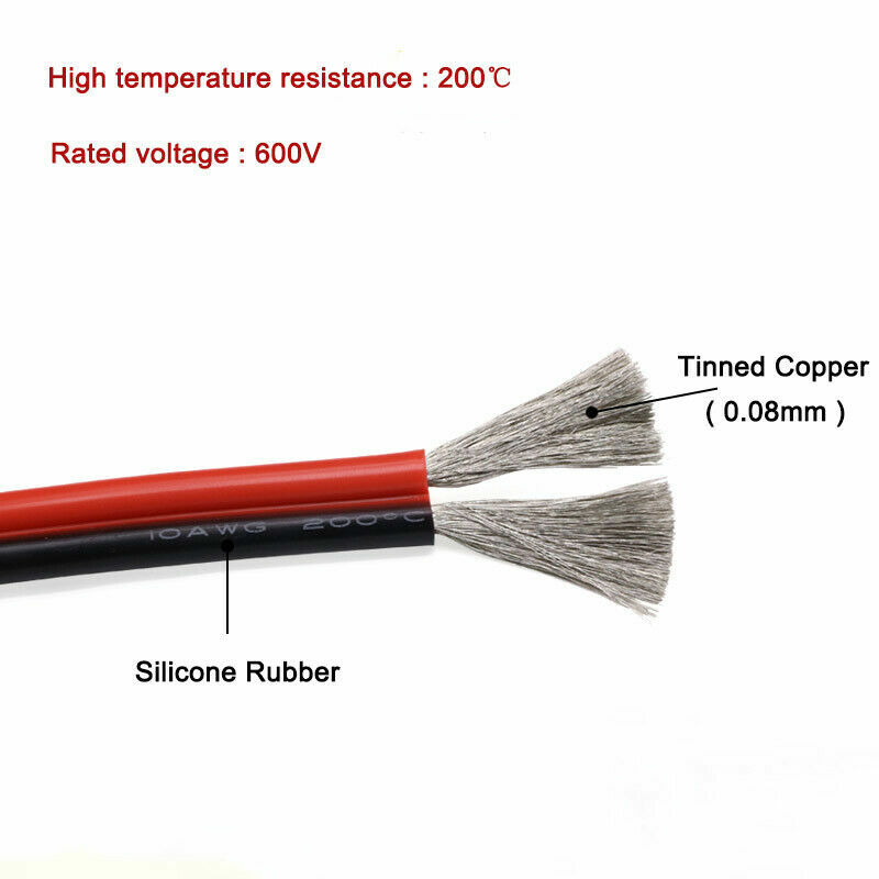 2Pin Red&Black Silicone Wire 10AWG-24AWG Extra Soft Silicone Cable Tinned Copper