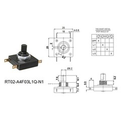 4-position Square Speed Control Rotary Switch 250V Multi-band Coded Knob Switch