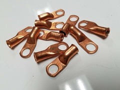 10 unplated Copper Ring Lug Terminal # 4 Wire Gauge 3/8″ Stud MOLEX PRD