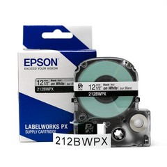 Epson 212BWPX Genuine PET (Polyester) Tape Cartridge – Black on White Standar…