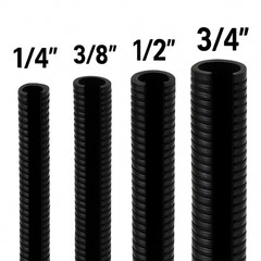 DC Sound 4-Pack 1/4″, 3/8″, 1/2″, 3/4″ x 25 Feet Each Split Wire Loom Convoluted
