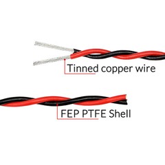 0.12mm²-2.5mm² PTFE Hi-temp Wire Twisted Pairs 2-core Cable Wire Multiple Colors
