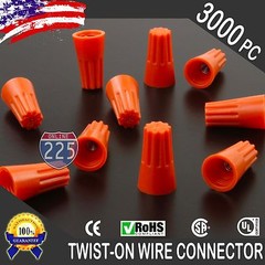 (3000) Orange Twist-On Wire Connector Connection nuts 22-14 Gauge Barrel Screw