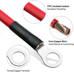 2PCS 8 AWG Gauge Copper Battery Cable Power Wire Car Marine Inverter RV Solar