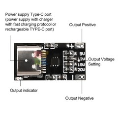 USB-C PD QC Decoy Board Trigger 9V/12V/15V/20V Adjustable Voltage Power Module
