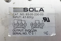 SOLA 83-05-230-03 POWER SUPPLY 120-240V 0.6-0.3A