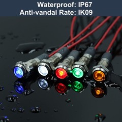 5 Pcs 6mm 110V 220VAC Metal LED Indicator Light, 1/4 Moun Color: Red Size: 6mm