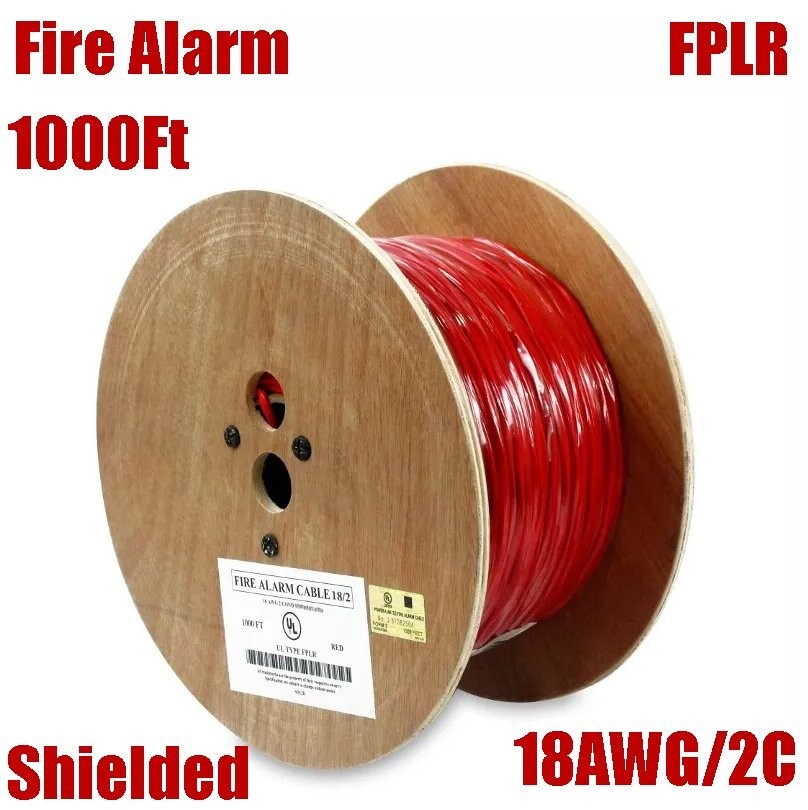 1000FT 18AWG 2C Fire Alarm Cable Solid Bare Copper Wire Shielded FPLR Cord UL