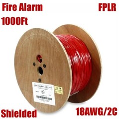 1000FT 18AWG 2C Fire Alarm Cable Solid Bare Copper Wire Shielded FPLR Cord UL