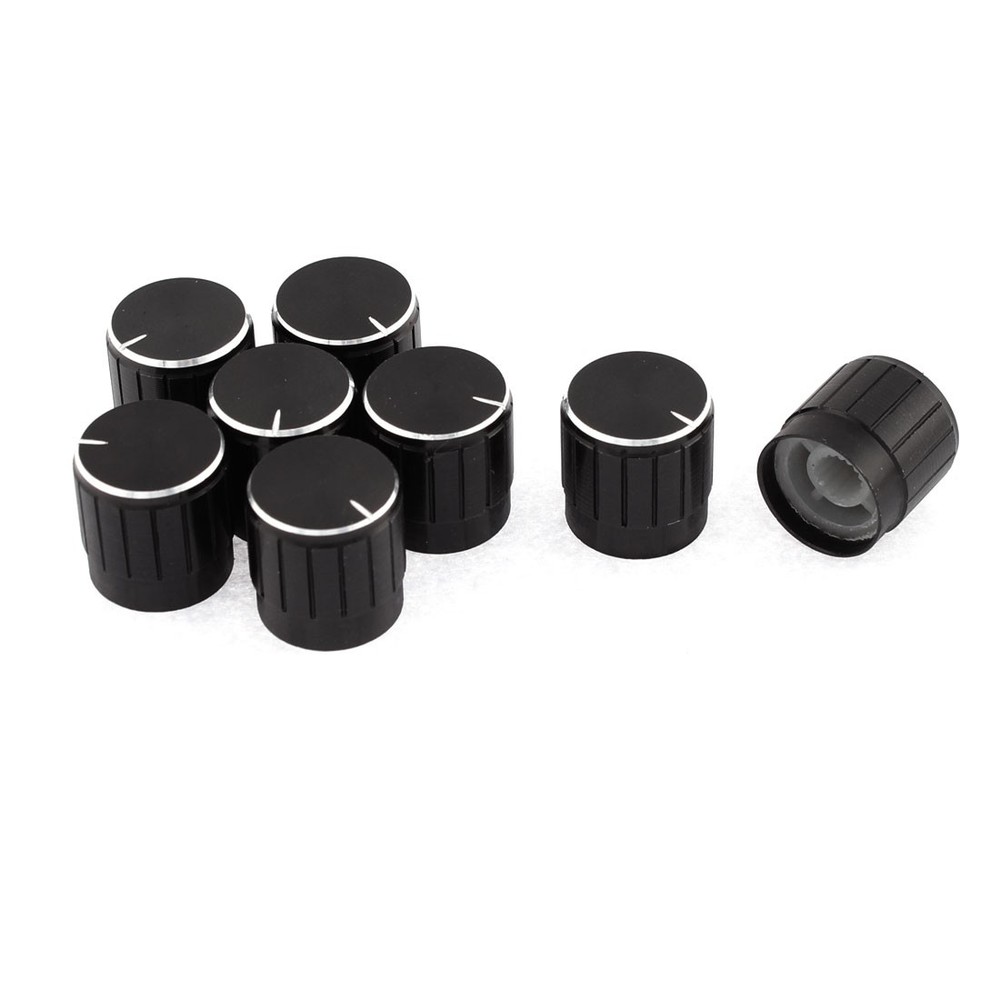 Nonslip Lamp Dimmer Control Rotary Knob Cap Black 6mm Hole Dia 8Pcs