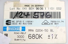 BEYSCHLAG 1000x SMD Resistor 680kΩ MINI-MELF 680000 Ohm Model MMA 0204-50