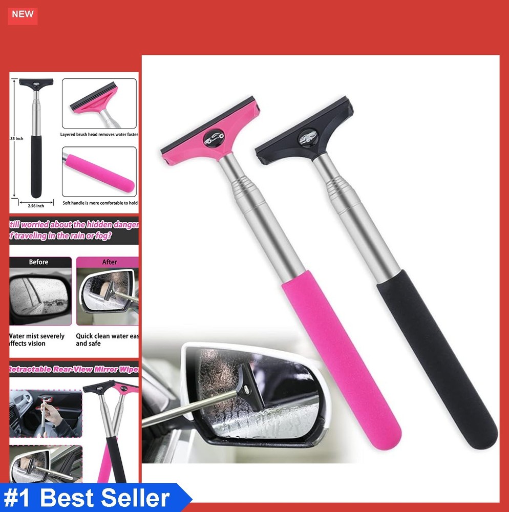 Car Side Mirror Squeegee Retractable 39 Inches 2 Pack for Rain Water Fog