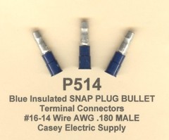 100 Blue Insulated SNAP PLUG M & F Terminal Connector #16-14 Wire Gauge AWG .180