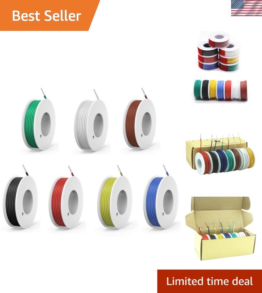 22 AWG Solid Copper Wire Kit with 7 Colors, 26ft Spools for Custom Work