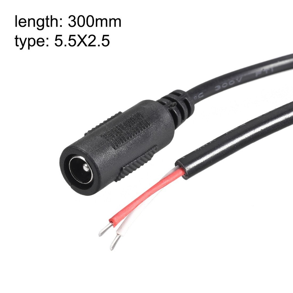 2x DC Power Jack Plug Female Pigtail 5.5mm x 2.1mm /12 in for LED Strip Lt 24AWG