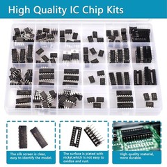 173 Piece IC Chip Assortment Kit with 12 Sockets and IC Plier for Electronics