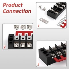 15A Screw Terminal Block 12 Position Dual Row Covered Pre Insulated Barrier