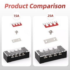 15A Screw Terminal Block 12 Position Dual Row Covered Pre Insulated Barrier