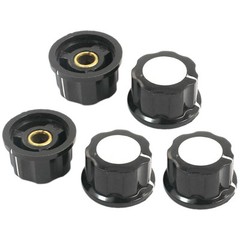 5 Pcs 6mm Shaft Dia Top Rotary Potentiometer Knobs Caps Black Silver Tone