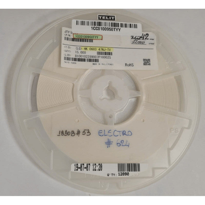 Hk060347nj-Tv Fixed Inductor 47Nh 0201 Taiyo Yuden Telit 12090 Units