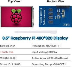 3.5 Inch 480×320 Touch Screen TFT LCD SPI Display Panel for Raspberry Pi B,…